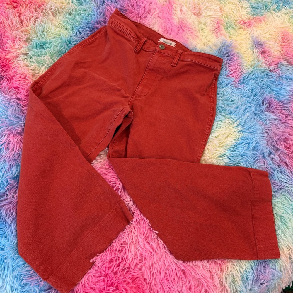 Madewell Slim Emmett Wide-Leg Crop Pants Womens 30 Red Orange Stretch